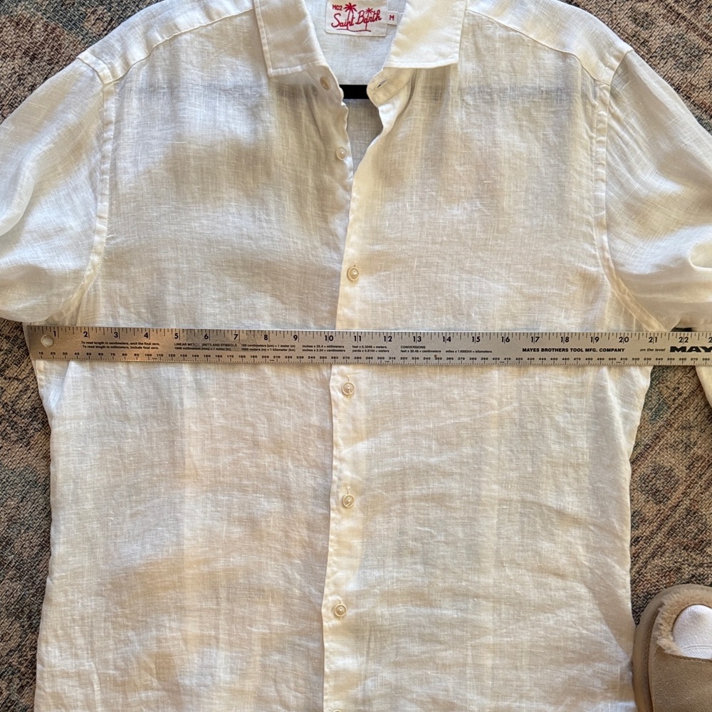 MC2 Saint Barth White 100% Linen Button Down Shirt Lightweight Summer Resort - M - Picture 10 of 12